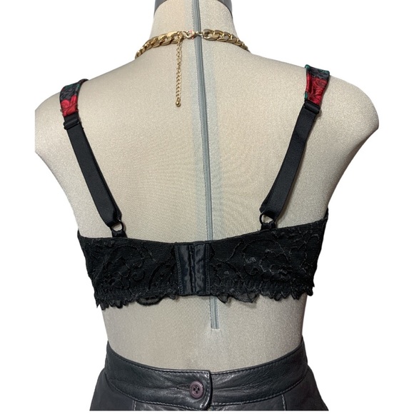 SWEET NOTHINGS Black and Red Roses Push Up Bra Size 38 DD. - Picture 4 of 9